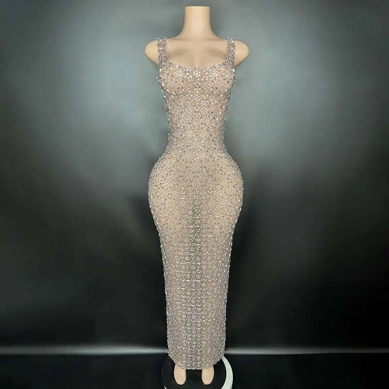 Silver Metallic Niche Princess Gathering Banquet Dress