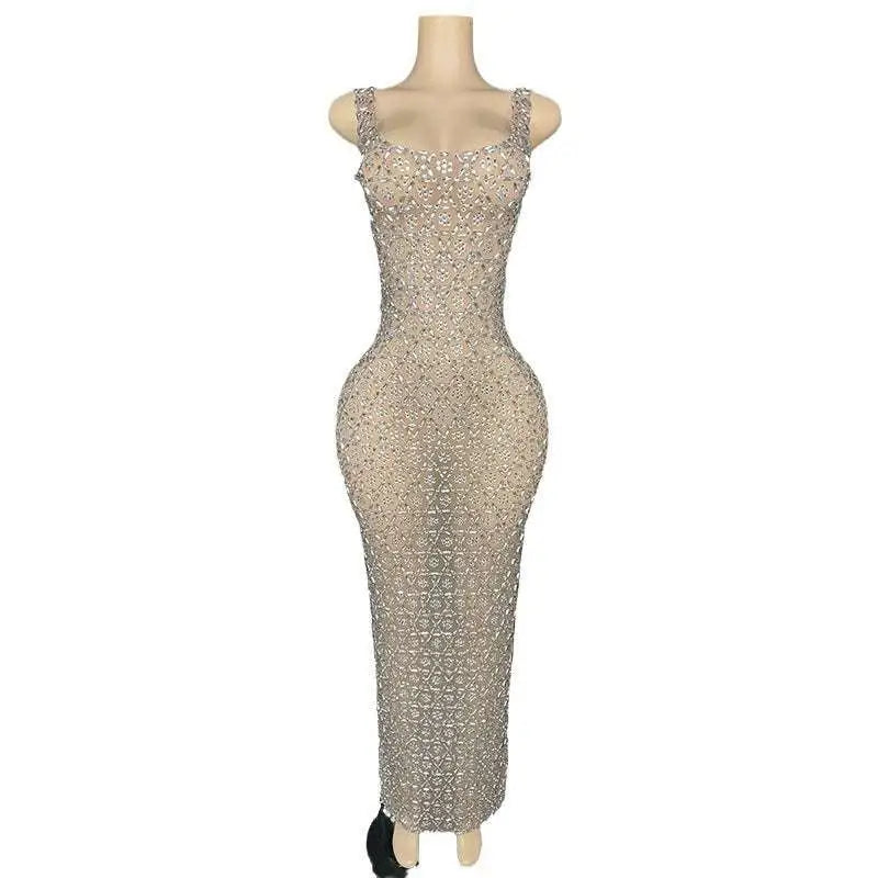 Silver Metallic Niche Princess Gathering Banquet Dress