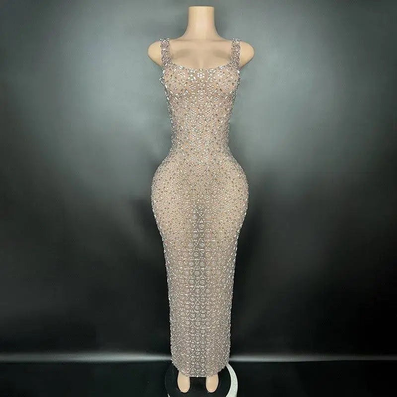 Silver Metallic Niche Princess Gathering Banquet Dress