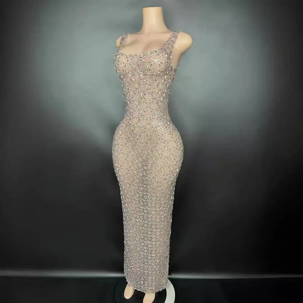 Silver Metallic Niche Princess Gathering Banquet Dress