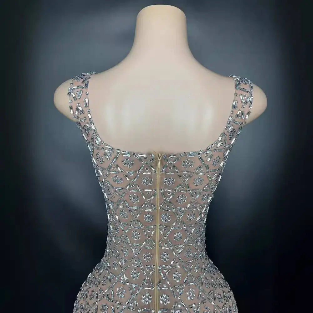 Silver Metallic Niche Princess Gathering Banquet Dress