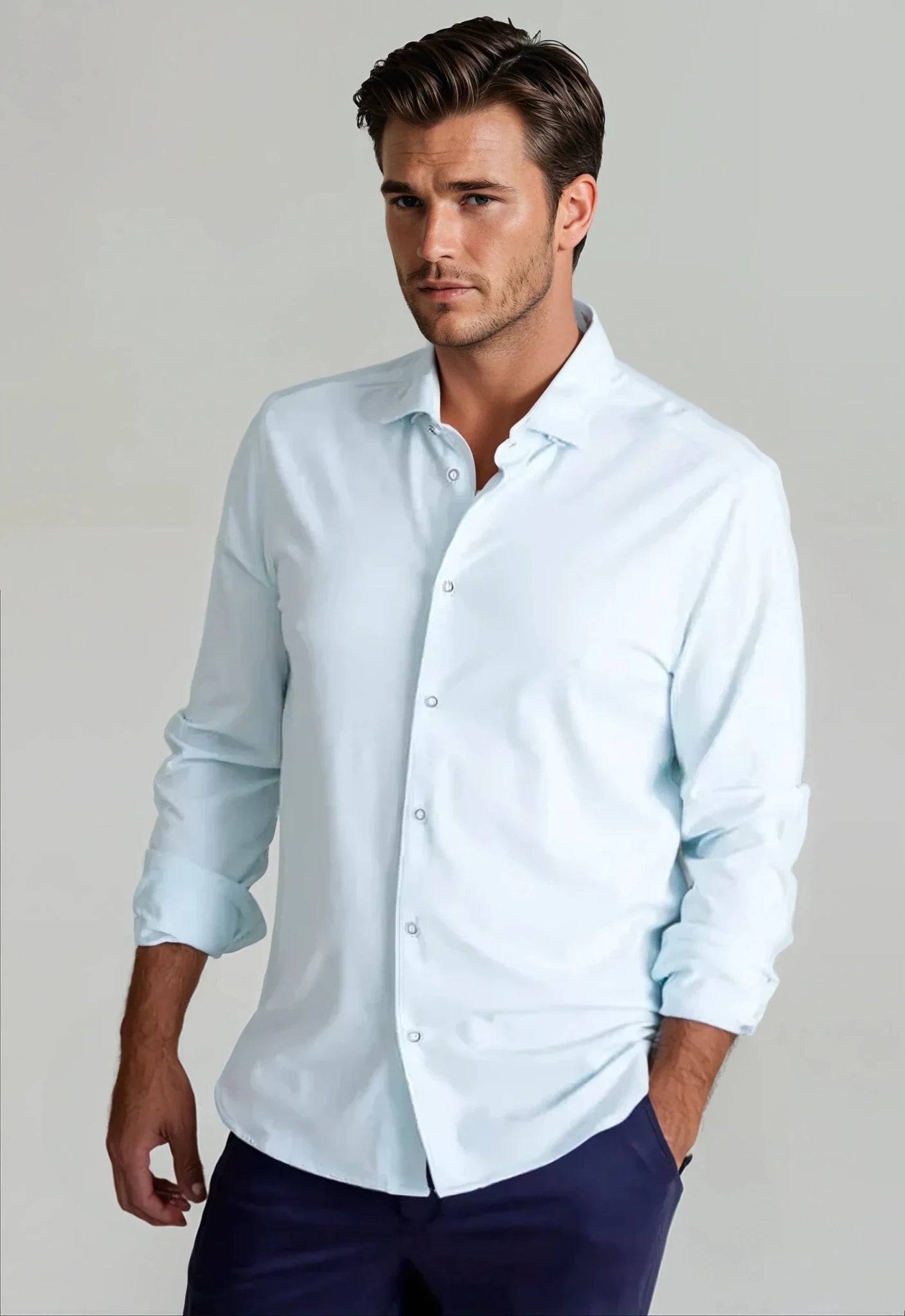 'Single Shot' Long Sleeve Tech Shirt - Light Blue - Overture Gifts