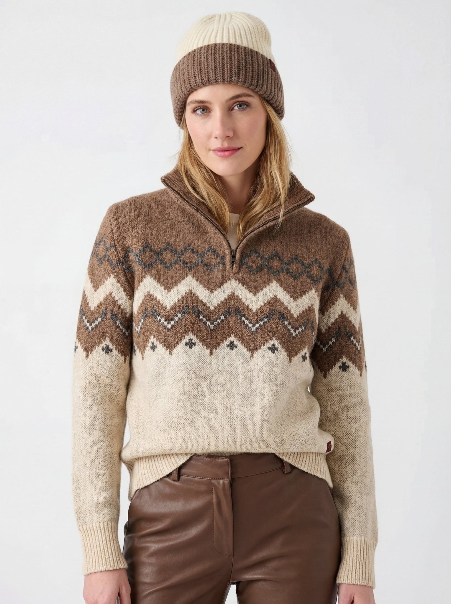 Skyward Alpaca/Wool Sweater (Brown) - Overture Gifts