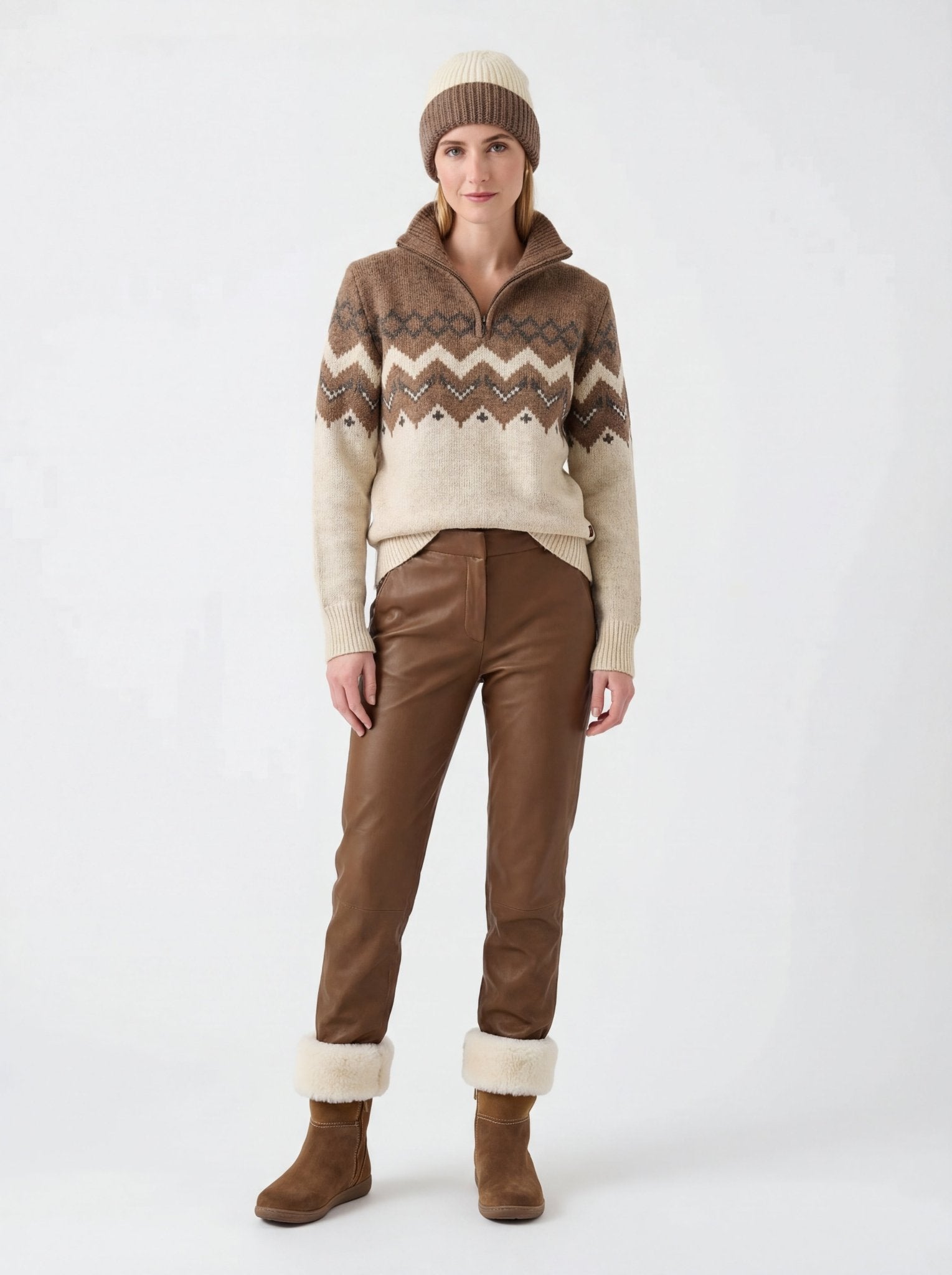 Skyward Alpaca/Wool Sweater (Brown) - Overture Gifts