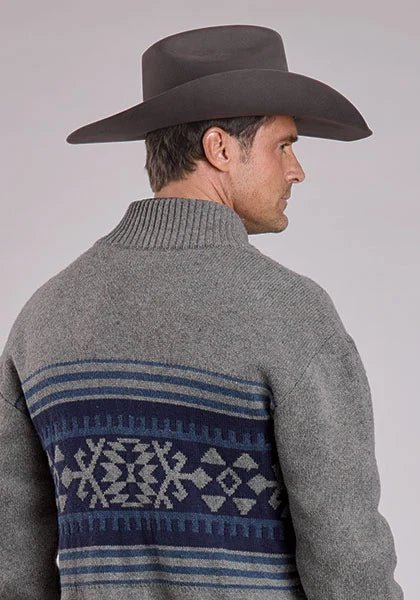 Stetson 2776 Aztec Border (Grey) - Men's Wool Sweater - Overture Gifts