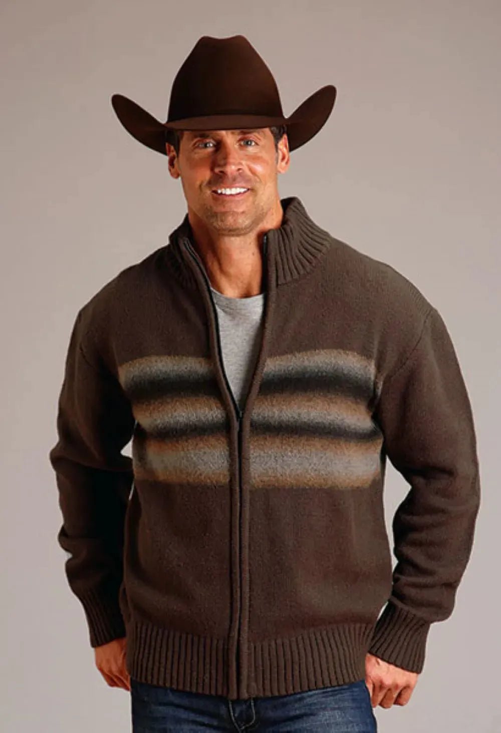 Stetson Ombre Boarder (Brown) - Men's Wool Blended Sweater - Overture Gifts