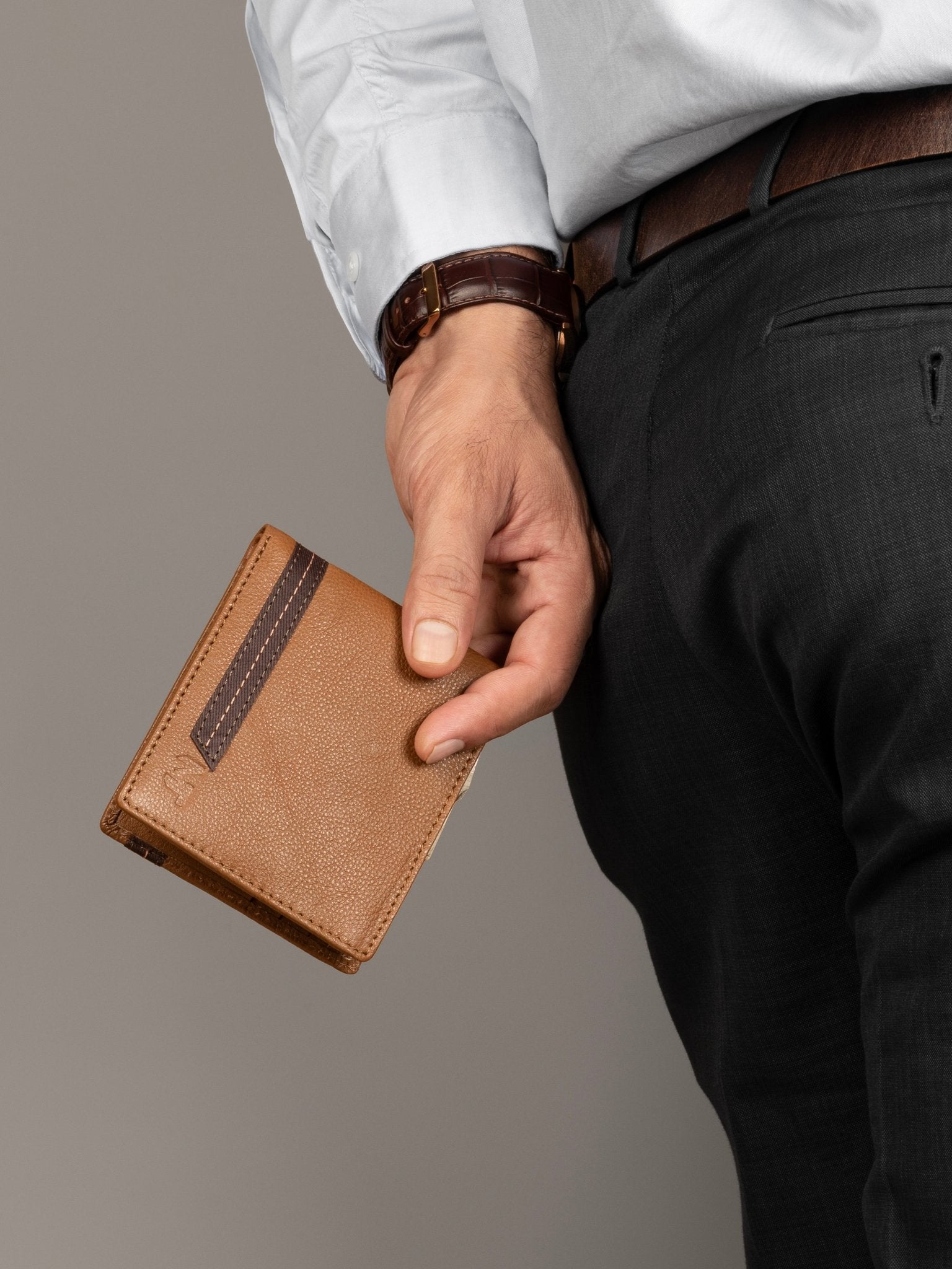 Stripe Brown Men's Wallet - Overture Gifts
