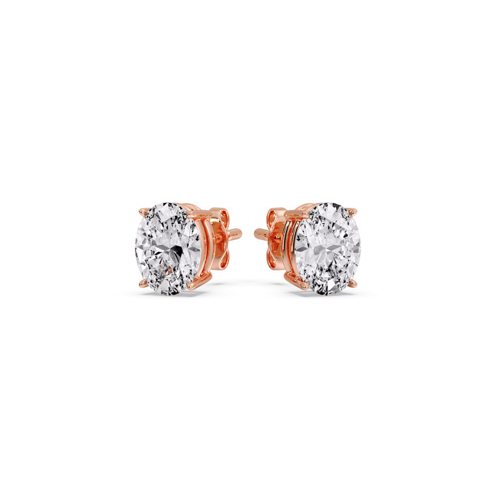 Classic Four Prong Oval Diamond Solitaire Stud Earrings [IGI Certified]