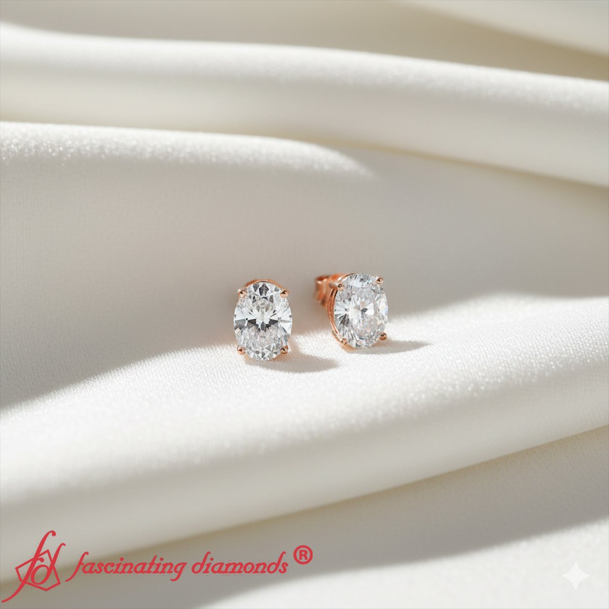 Classic Four Prong Oval Diamond Solitaire Stud Earrings [IGI Certified]