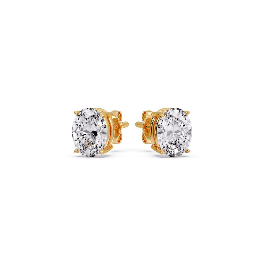 Classic Four Prong Oval Diamond Solitaire Stud Earrings [IGI Certified]