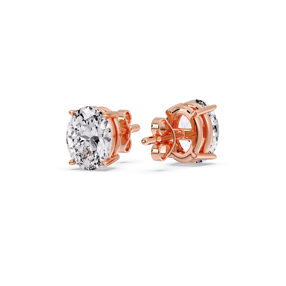 Classic Four Prong Oval Diamond Solitaire Stud Earrings [IGI Certified]