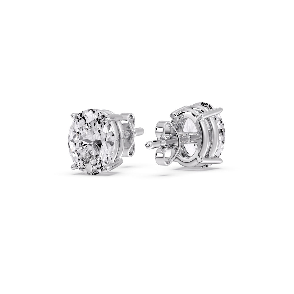 Classic Four Prong Oval Diamond Solitaire Stud Earrings [IGI Certified]