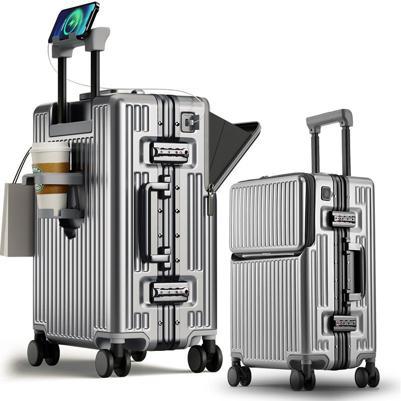 Suitcase Travel Luggage Trolley Front-Opening Large Capacity Aluminum Frame Carry-On Cabin Bag - Overture Gifts