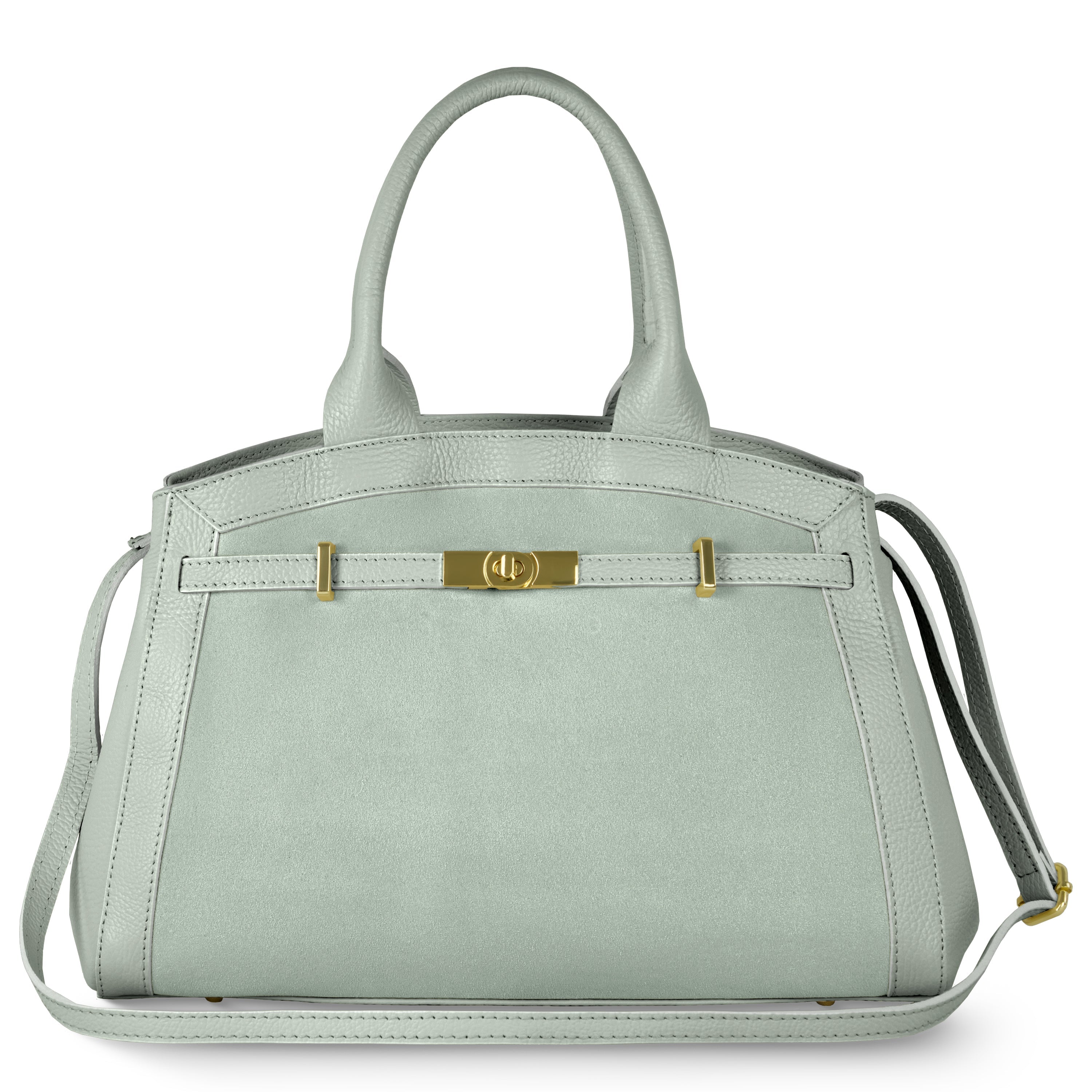 Italian Genuine Suede & Full-Grain Leather Top-Handle Bag | Forlì