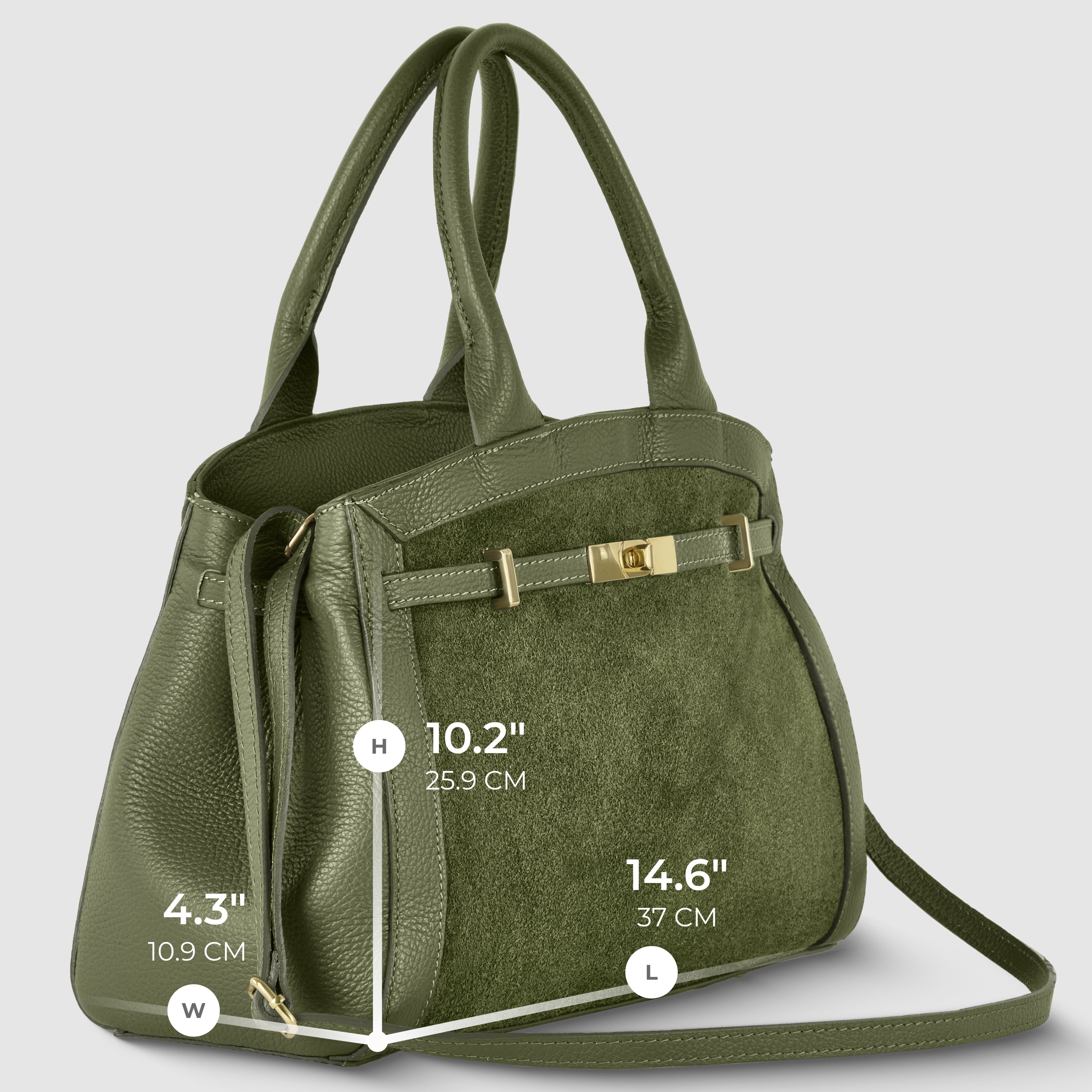 Italian Genuine Suede & Full-Grain Leather Top-Handle Bag | Forlì