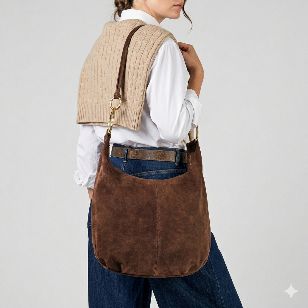 Italian Genuine Suede Hobo Bag | Belluno