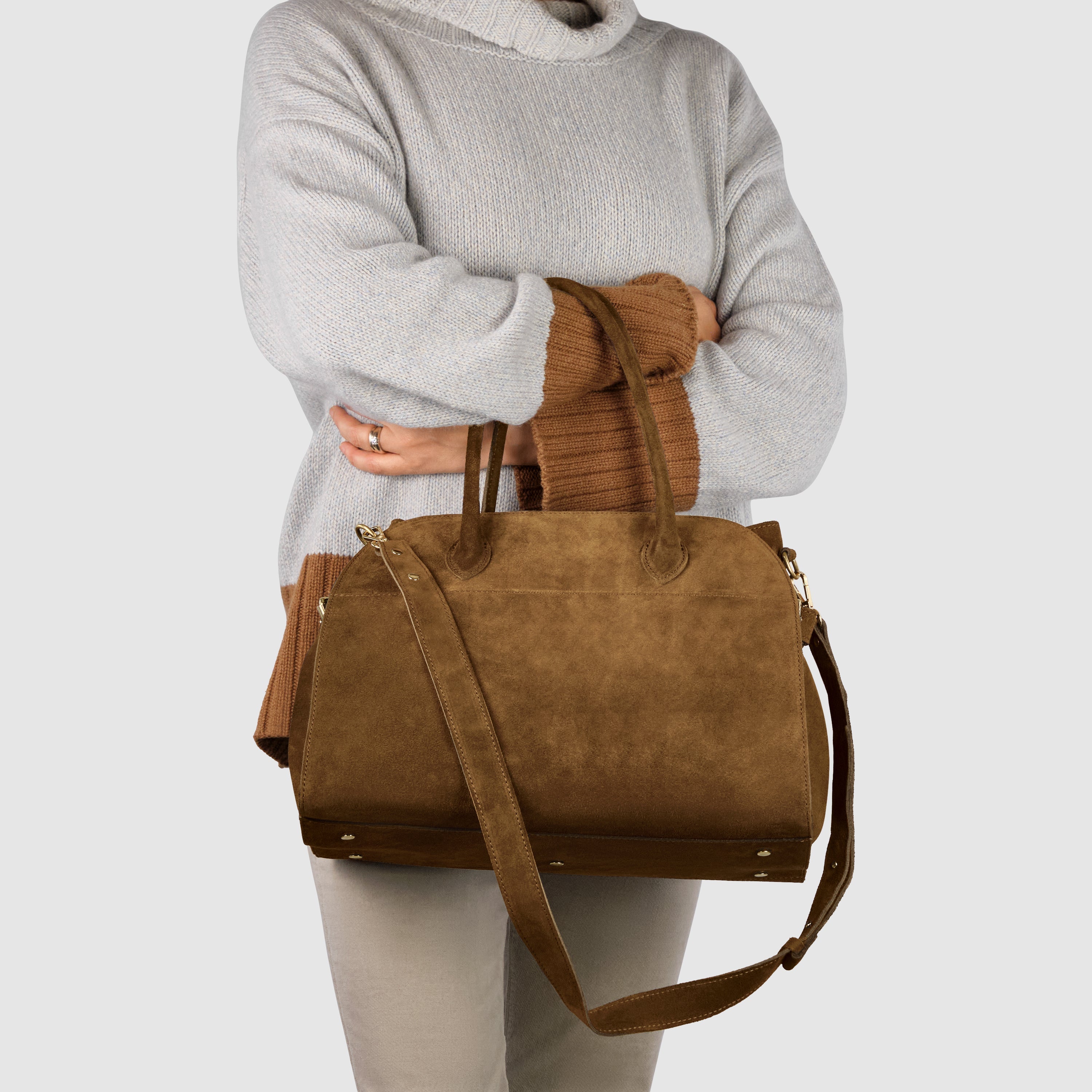 Italian Genuine Suede Top-Handle Bag | Cuneo