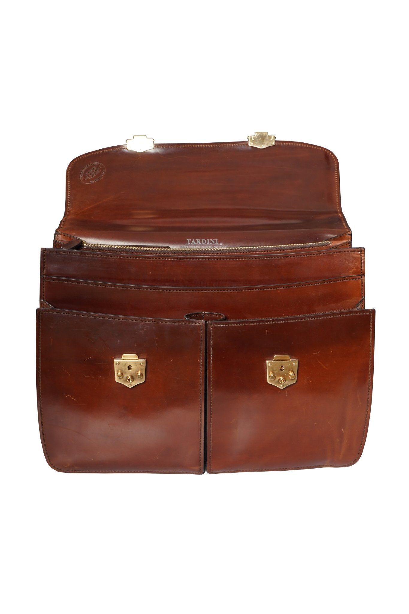 Tardini Double-Gusset Shell Cordovan Business Briefcase - Overture Gifts