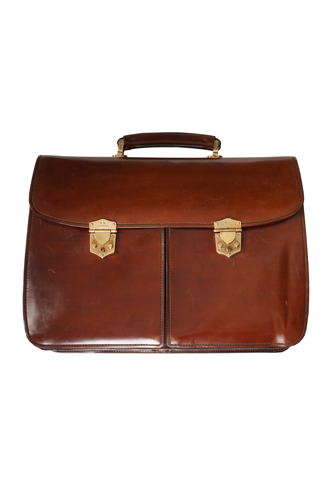 Tardini Double-Gusset Shell Cordovan Business Briefcase - Overture Gifts