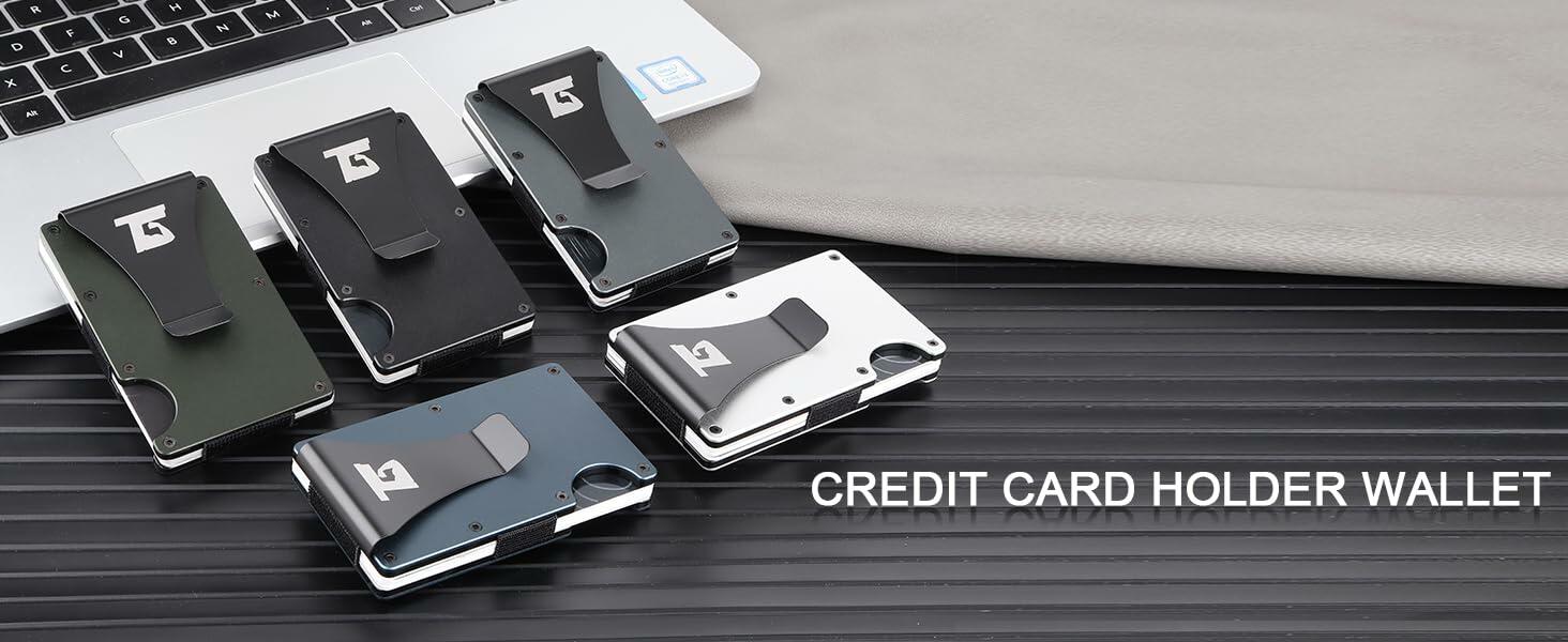 Team Gainz Airtag Metal RFID Blocking Slim Wallet Card Holder Dark Grey Clip - Overture Gifts