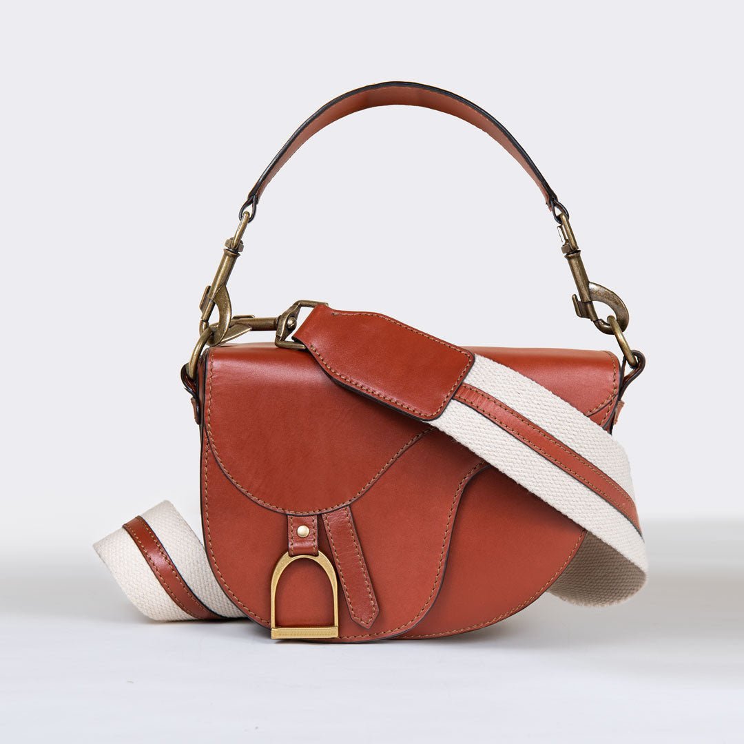 Signature Saddle Bag - Luxury Leather Handbag in Cognac