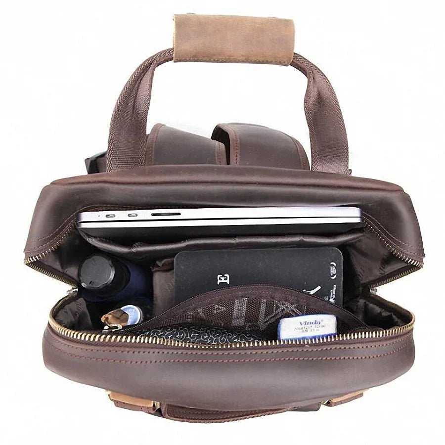 The Gaetano | Large Leather Backpack Camera Bag with Tripod Holder - Overture Gifts