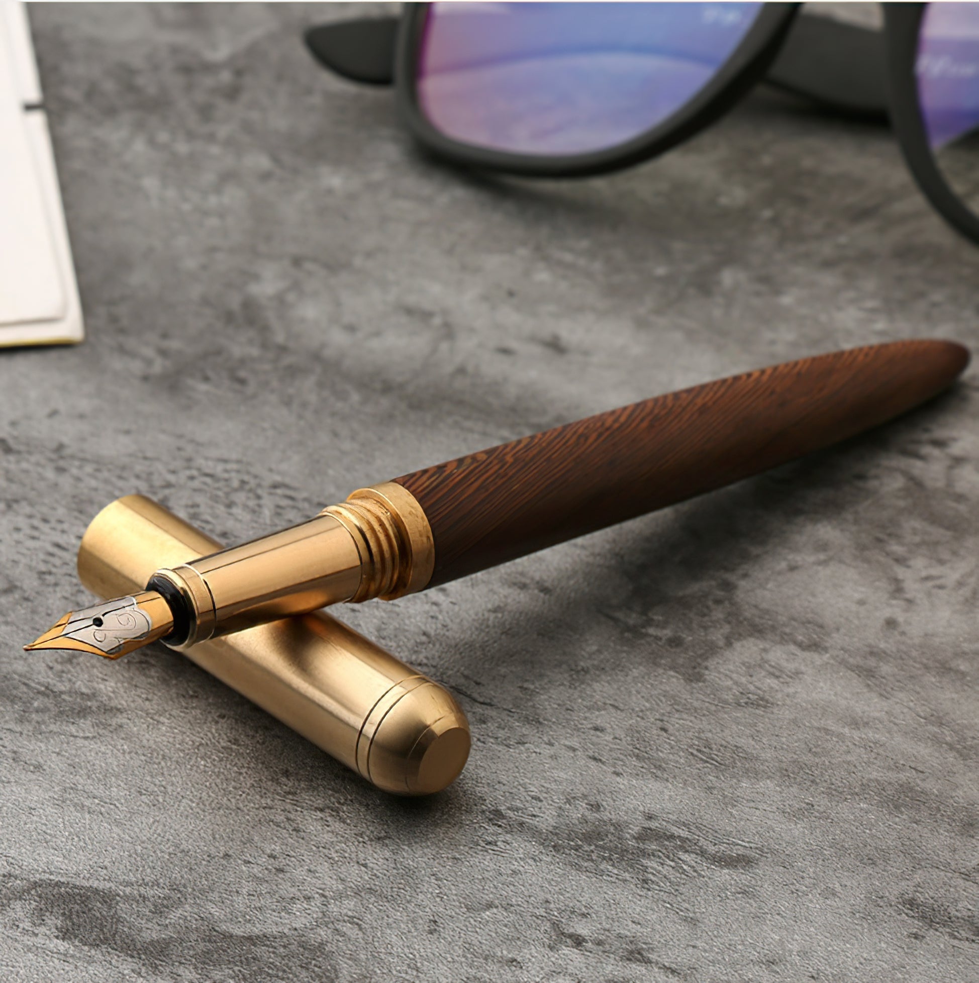 The Hemmingway | Handmade Wood and Brass Fountain Pen - Overture Gifts