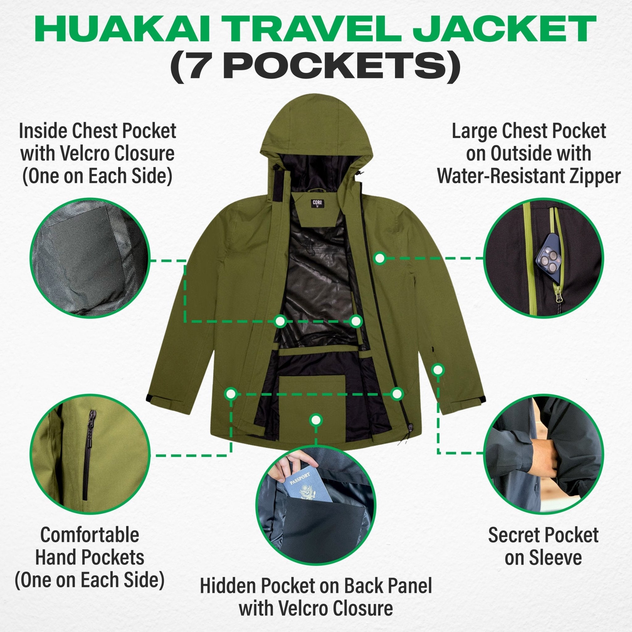 The Huakai Travel Rain Jacket - Unisex - Overture Gifts