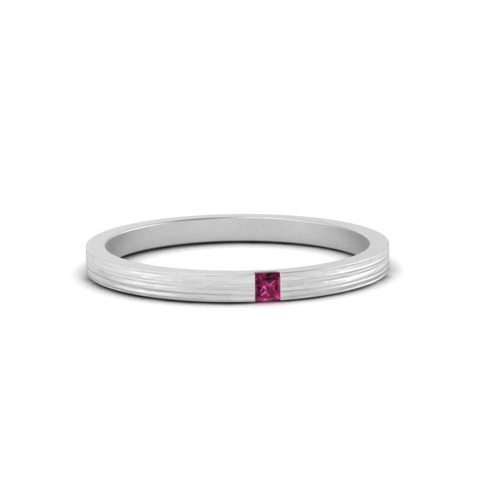 Thin Princess Cut Mens Band Ring