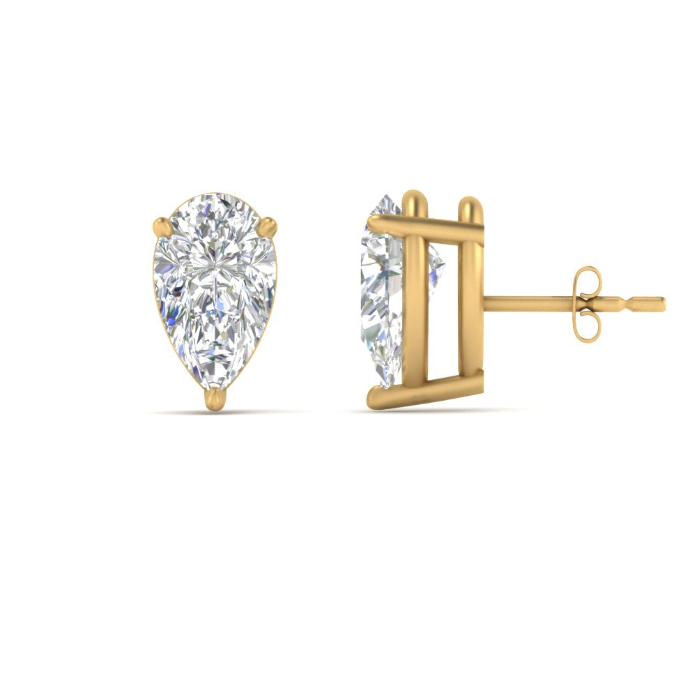 Three-Prong Pear Diamond Solitaire Stud Earrings [IGI Certified]