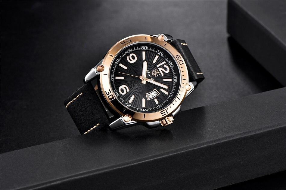 Top Luxury Fashion Mens Watches Quartz Casual Leather Design Sport Analog Waterproof Classic Wrist Watch - Overture Gifts
