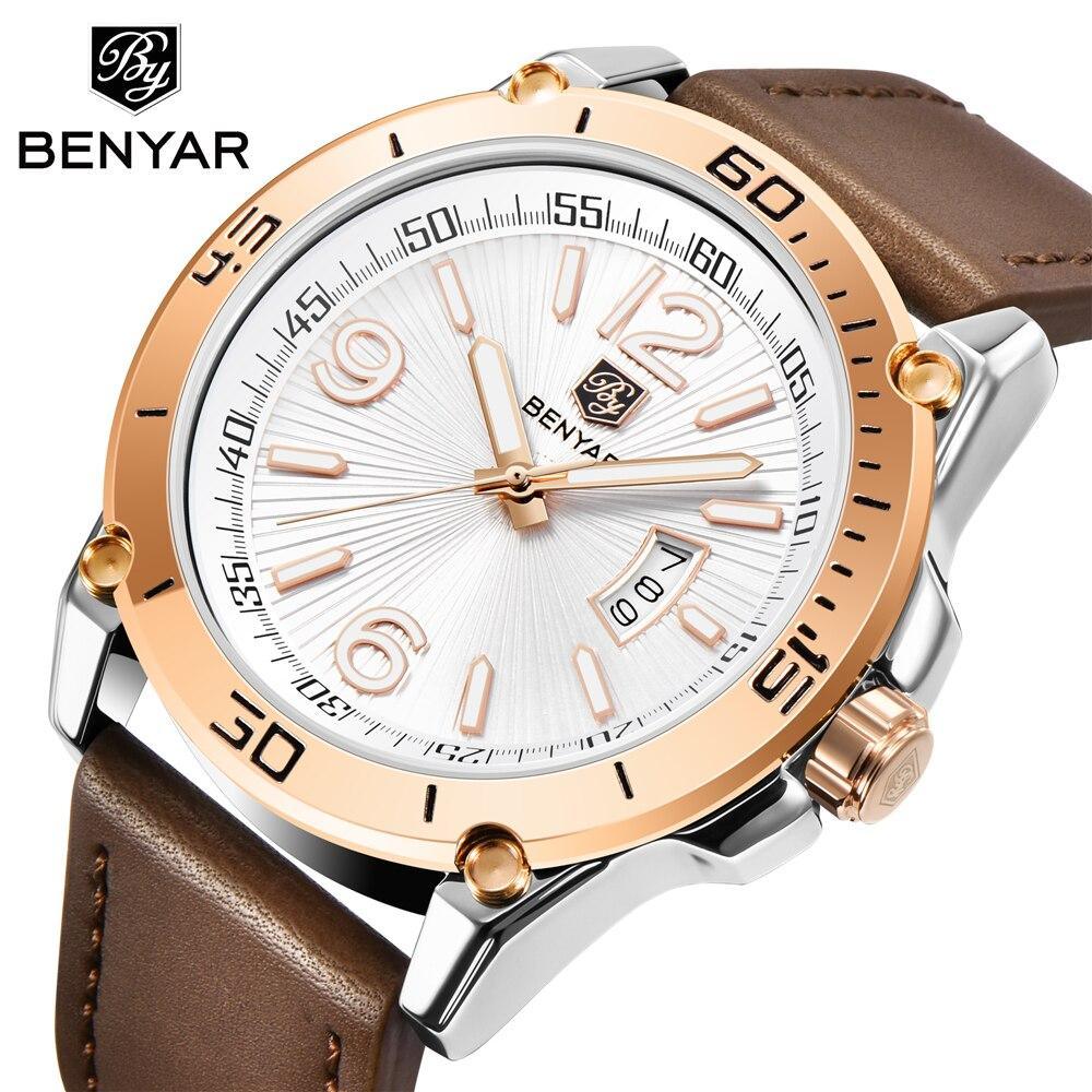 Top Luxury Fashion Mens Watches Quartz Casual Leather Design Sport Analog Waterproof Classic Wrist Watch - Overture Gifts