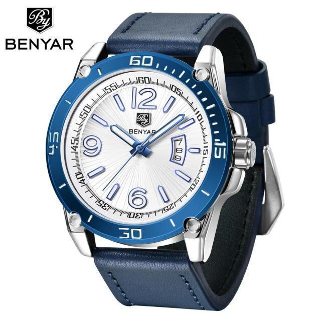 Top Luxury Fashion Mens Watches Quartz Casual Leather Design Sport Analog Waterproof Classic Wrist Watch - Overture Gifts