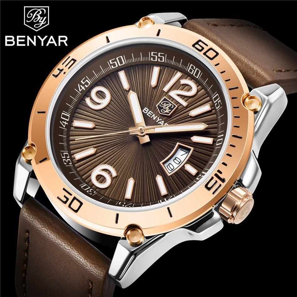 Top Luxury Fashion Mens Watches Quartz Casual Leather Design Sport Analog Waterproof Classic Wrist Watch - Overture Gifts