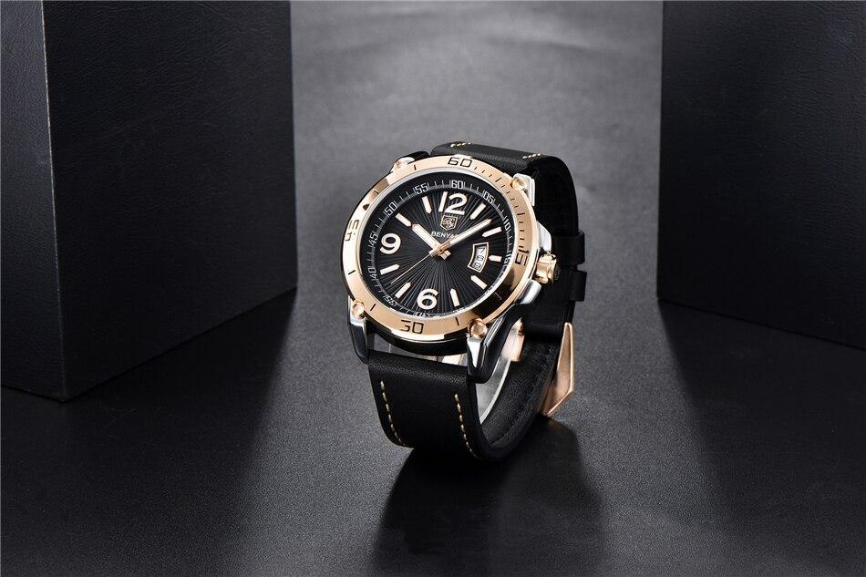 Top Luxury Fashion Mens Watches Quartz Casual Leather Design Sport Analog Waterproof Classic Wrist Watch - Overture Gifts
