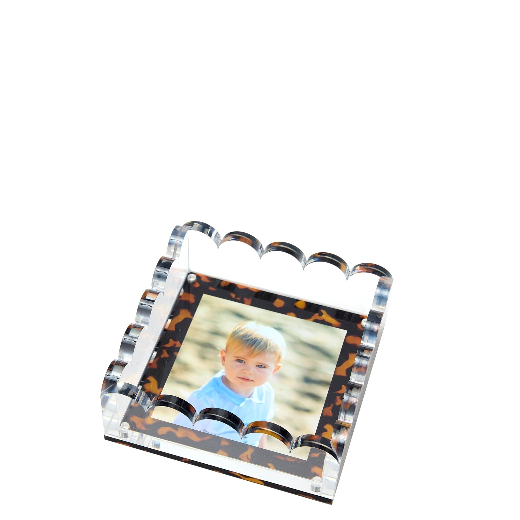 Tortoise Acrylic Small Scallop Photo Tray