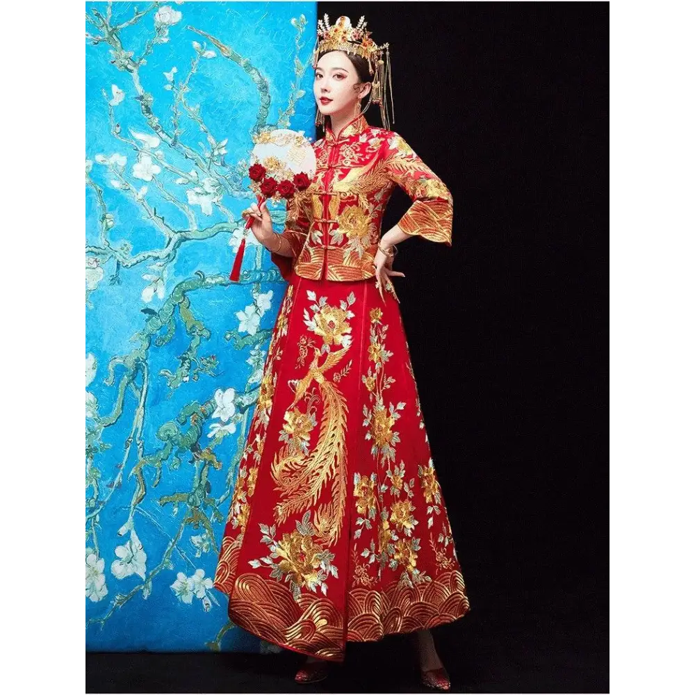Traditional Chinese Dragon and Phoenix Robes Xiuhe Dress