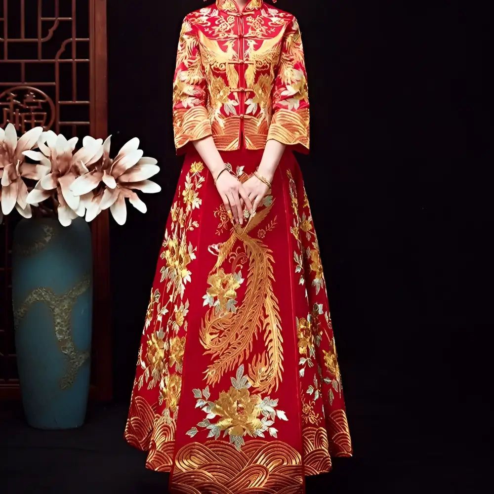 Traditional Chinese Dragon and Phoenix Robes Xiuhe Dress