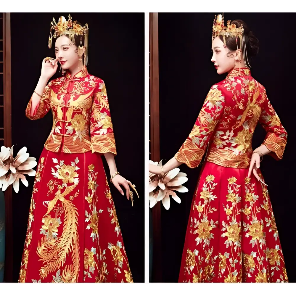 Traditional Chinese Dragon and Phoenix Robes Xiuhe Dress