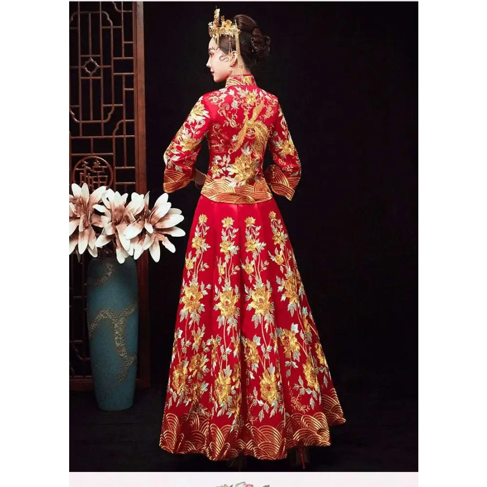 Traditional Chinese Dragon and Phoenix Robes Xiuhe Dress