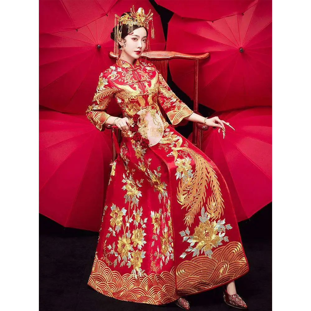 Traditional Chinese Dragon and Phoenix Robes Xiuhe Dress