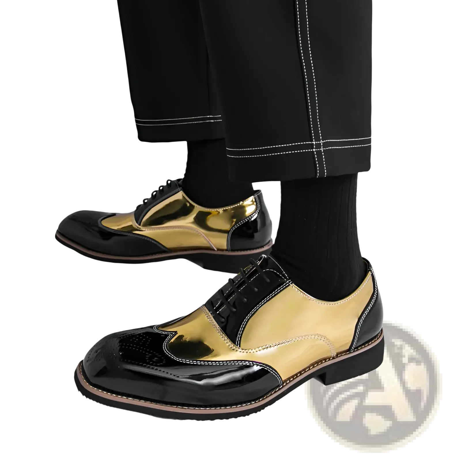 Two-tone Men's Patent Leather Brogue Oxford Shoes