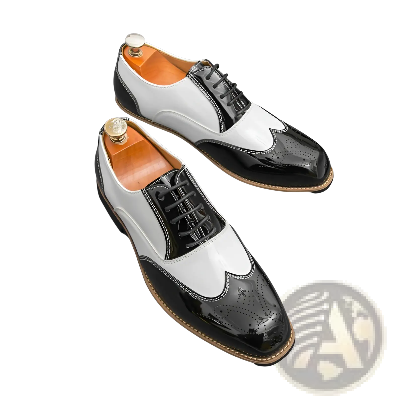 Two-tone Men's Patent Leather Brogue Oxford Shoes
