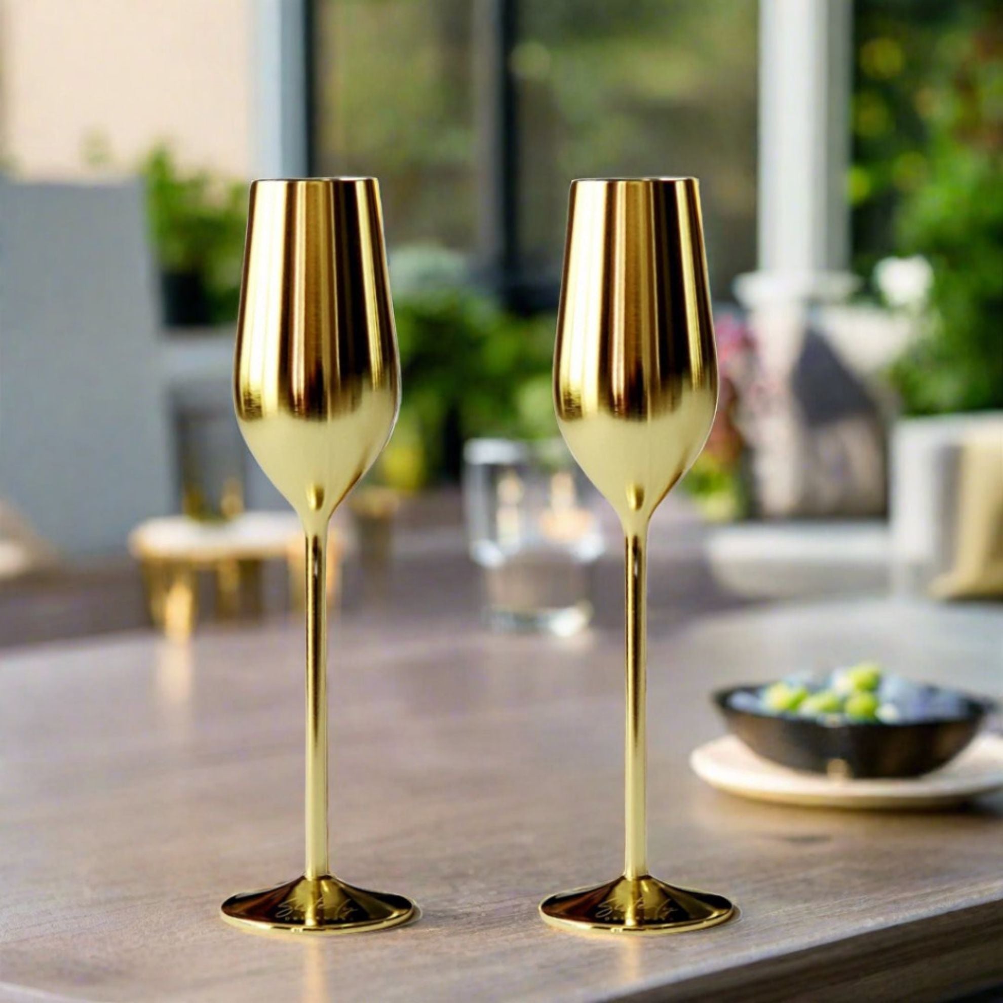Unbreakable Champagne Flutes (Gold) - Overture Gifts