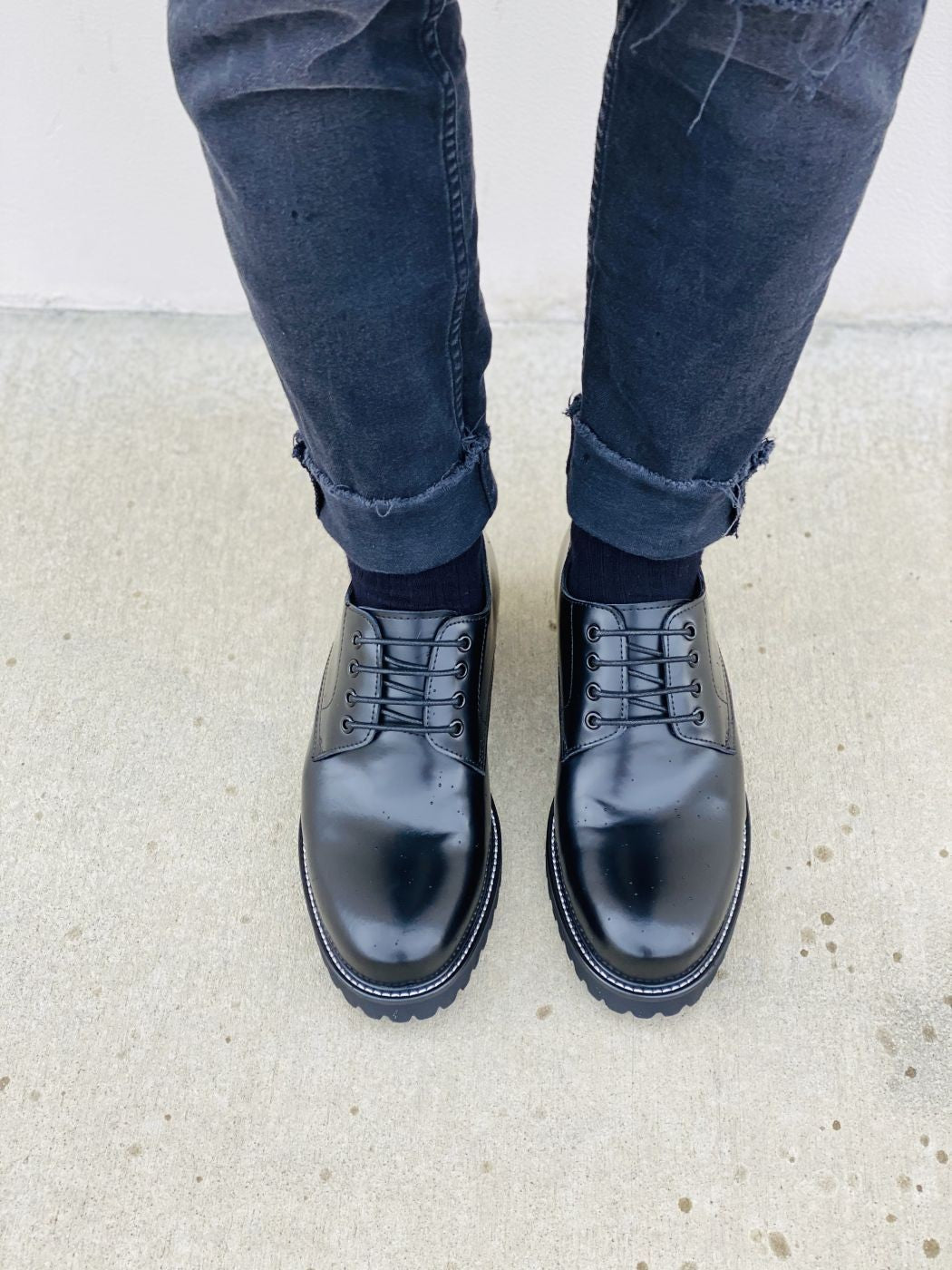 CALTO S9118 - 3" Taller Black Leather Elevator Work Shoes