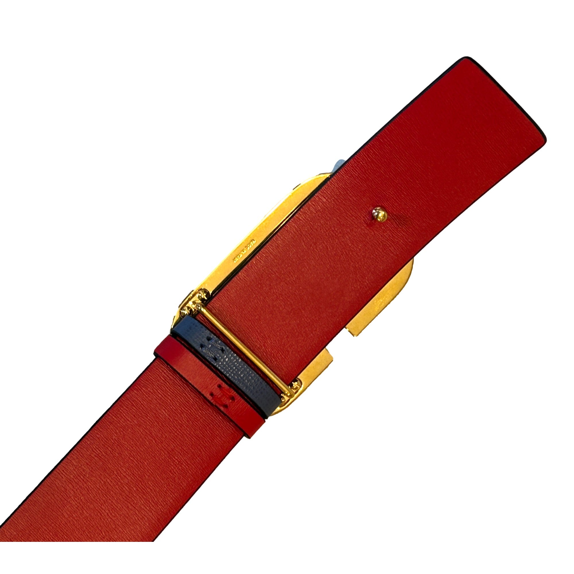 Valentino Garavani VLogo Stud Reversible Leather Belt Gray Red Size 95