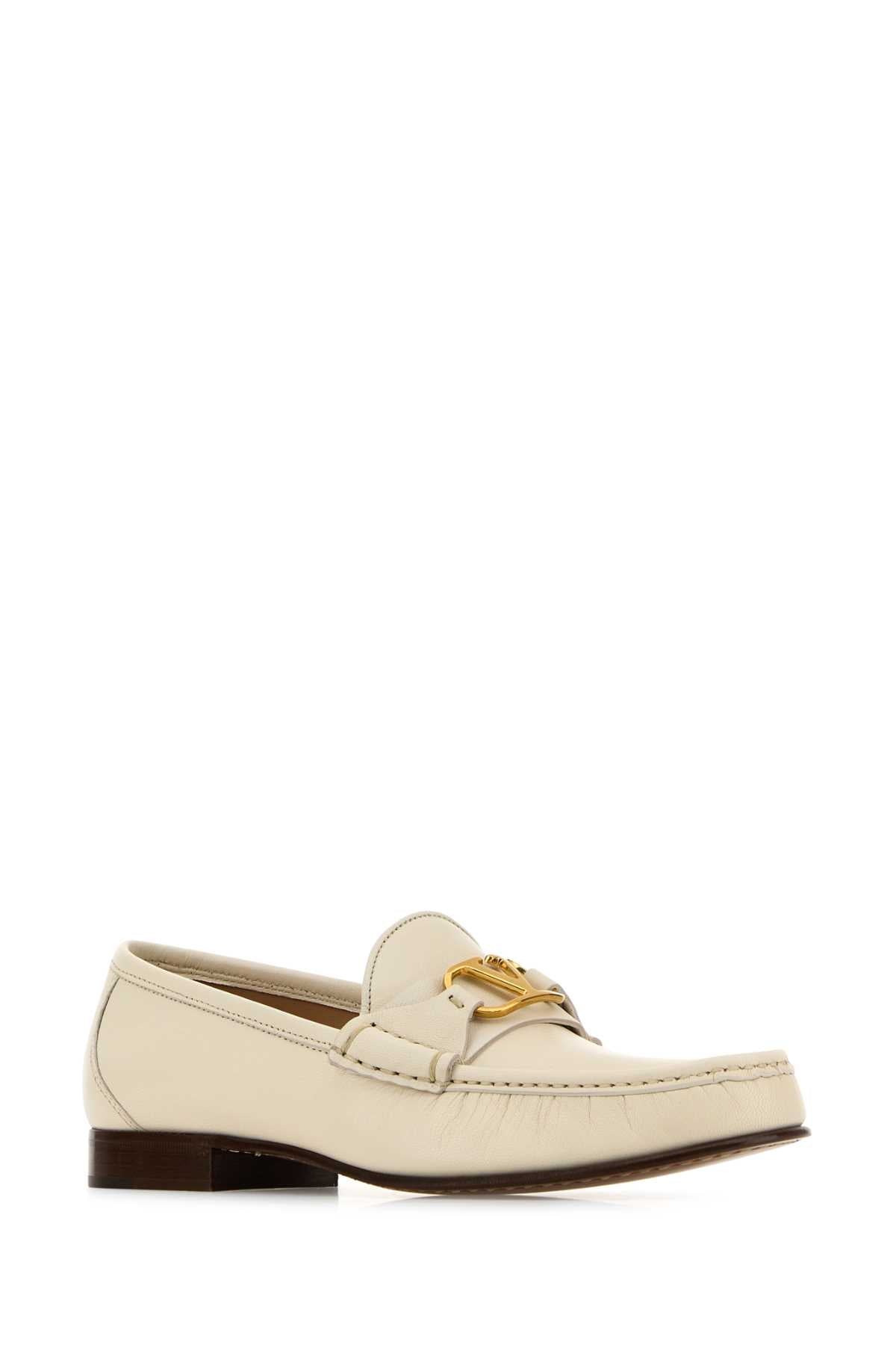 Valentino Garavani Women Ivory Leather Vlogo Loafers - Overture Gifts