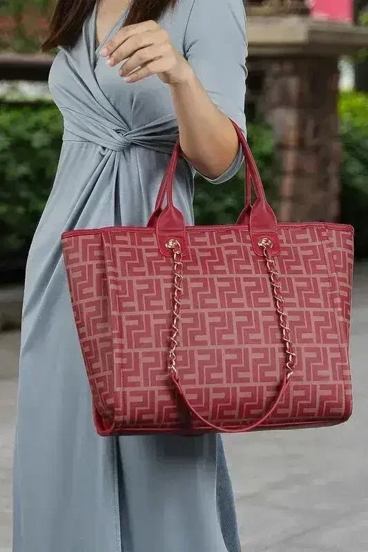 Vegan Leather Tote & Wallet Set - Gold Chain Strap | Femstylo - Overture Gifts
