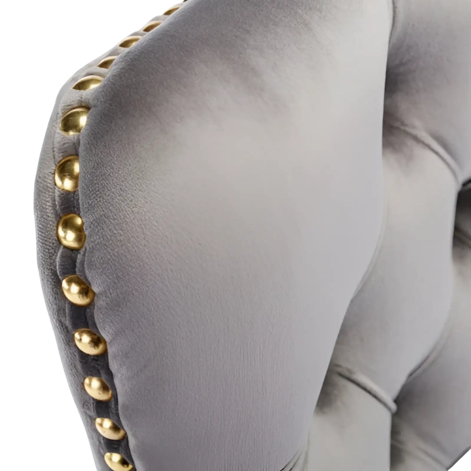 Velvet Office Chair Tufted Gray with Gold Base Swivel