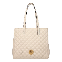 Versace La Medusa Quilted Tote Bag Ivory Leather Gold Hardware